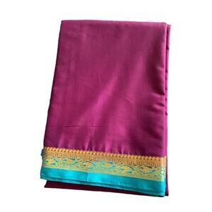 Deep Pink and Cyan Pure Mysore Silk saree sari Engagement party wear for women